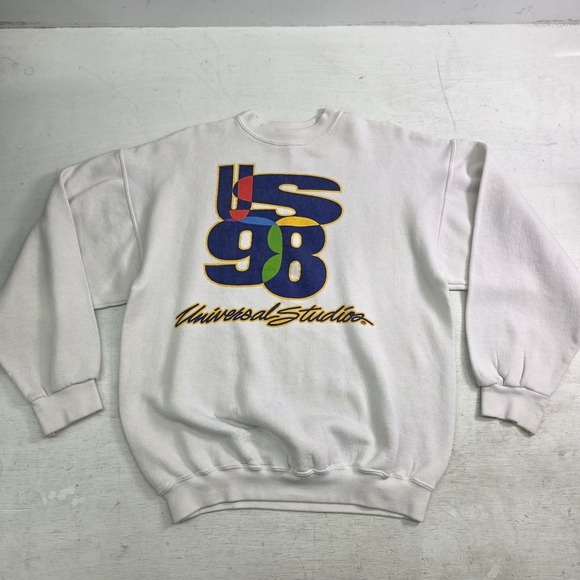 Universal Studios Other - Vintage‎ 90s Rare Design White Universal Studios Sweatshirt Pullover Adult Sz L